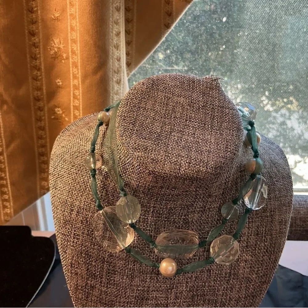 Green and Clear Beaded Necklace
